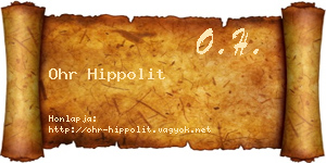 Ohr Hippolit névjegykártya
